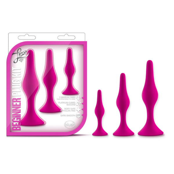 Luxe Beginner Platinum-Cured Silicone Anal Plug Kit - Pink