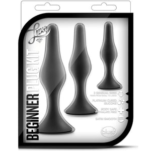 Luxe Beginner Platinum-Cured Silicone Anal Plug Kit - Black