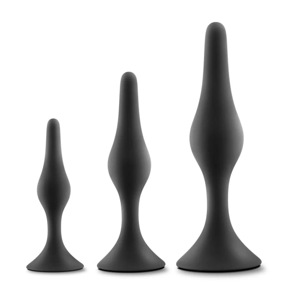 Luxe Beginner Platinum-Cured Silicone Anal Plug Kit - Black