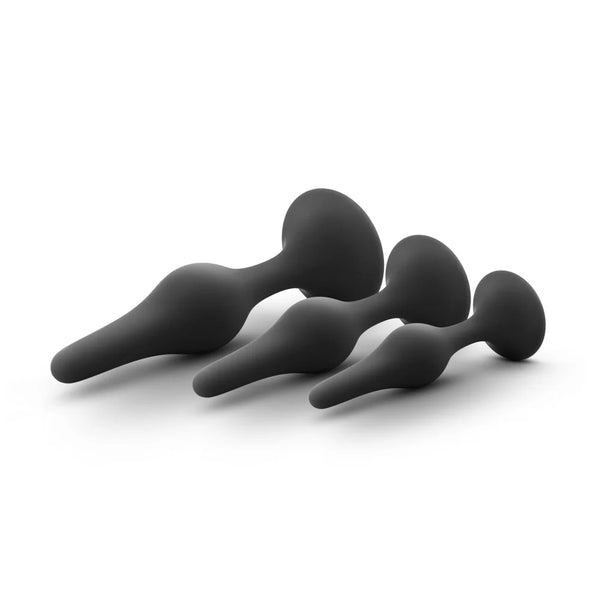 Luxe Beginner Platinum-Cured Silicone Anal Plug Kit - Black