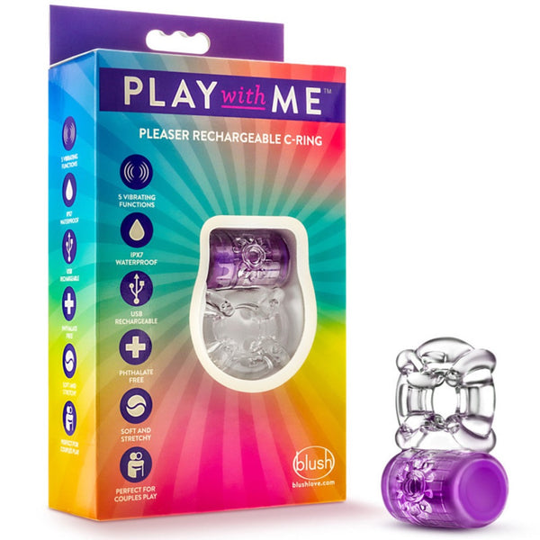 Blush Novelties Play With Me Pleaser Rechargeable C-Ring - Purple - Extreme Toyz Singapore - https://extremetoyz.com.sg - Sex Toys and Lingerie Online Store - Bondage Gear / Vibrators / Electrosex Toys / Wireless Remote Control Vibes / Sexy Lingerie and Role Play / BDSM / Dungeon Furnitures / Dildos and Strap Ons &nbsp;/ Anal and Prostate Massagers / Anal Douche and Cleaning Aide / Delay Sprays and Gels / Lubricants and more... 