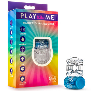 Blush Novelties Play With Me Pleaser Rechargeable C-Ring - Blue - Extreme Toyz Singapore - https://extremetoyz.com.sg - Sex Toys and Lingerie Online Store - Bondage Gear / Vibrators / Electrosex Toys / Wireless Remote Control Vibes / Sexy Lingerie and Role Play / BDSM / Dungeon Furnitures / Dildos and Strap Ons &nbsp;/ Anal and Prostate Massagers / Anal Douche and Cleaning Aide / Delay Sprays and Gels / Lubricants and more...