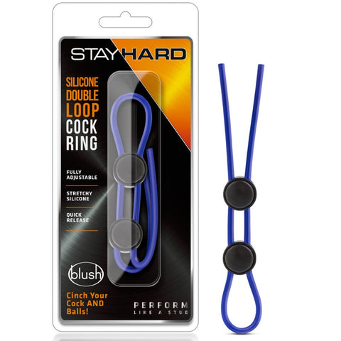 Blush Novelties Stay Hard Silicone Double Loop Cock Ring - Blue - Extreme Toyz Singapore - https://extremetoyz.com.sg - Sex Toys and Lingerie Online Store - Bondage Gear / Vibrators / Electrosex Toys / Wireless Remote Control Vibes / Sexy Lingerie and Role Play / BDSM / Dungeon Furnitures / Dildos and Strap Ons &nbsp;/ Anal and Prostate Massagers / Anal Douche and Cleaning Aide / Delay Sprays and Gels / Lubricants and more...
