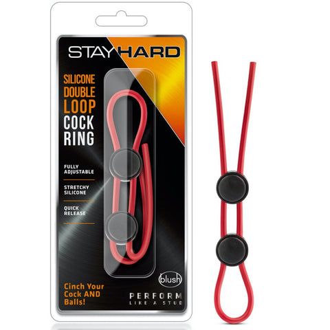Blush Novelties Stay Hard Silicone Double Loop Cock Ring - Red - Extreme Toyz Singapore - https://extremetoyz.com.sg - Sex Toys and Lingerie Online Store - Bondage Gear / Vibrators / Electrosex Toys / Wireless Remote Control Vibes / Sexy Lingerie and Role Play / BDSM / Dungeon Furnitures / Dildos and Strap Ons &nbsp;/ Anal and Prostate Massagers / Anal Douche and Cleaning Aide / Delay Sprays and Gels / Lubricants and more...