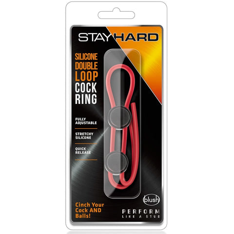 Stay Hard Silicone Double Loop Cock Ring - Red