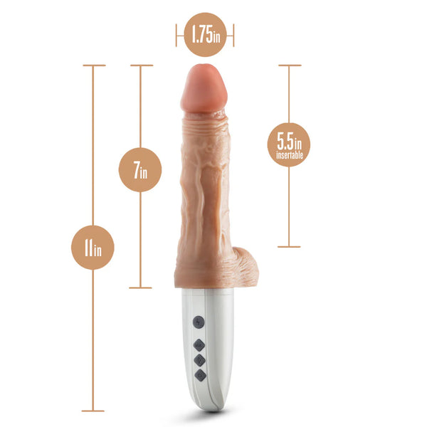 Dr. Skin Silicone Dr. Hammer 7" Rechargeable Remote Control Vibrating & Thrusting Dildo with Handle & Suction Cup