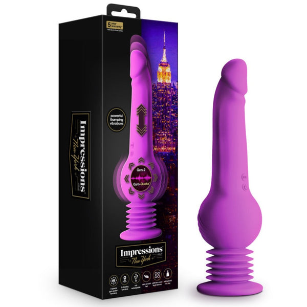 Blush Novelties Impressions New York Gyro-Quake Vibrating & Thumping G Spot Dildo - Extreme Toyz Singapore - https://extremetoyz.com.sg - Sex Toys and Lingerie Online Store - Bondage Gear / Vibrators / Electrosex Toys / Wireless Remote Control Vibes / Sexy Lingerie and Role Play / BDSM / Dungeon Furnitures / Dildos and Strap Ons &nbsp;/ Anal and Prostate Massagers / Anal Douche and Cleaning Aide / Delay Sprays and Gels / Lubricants and more...