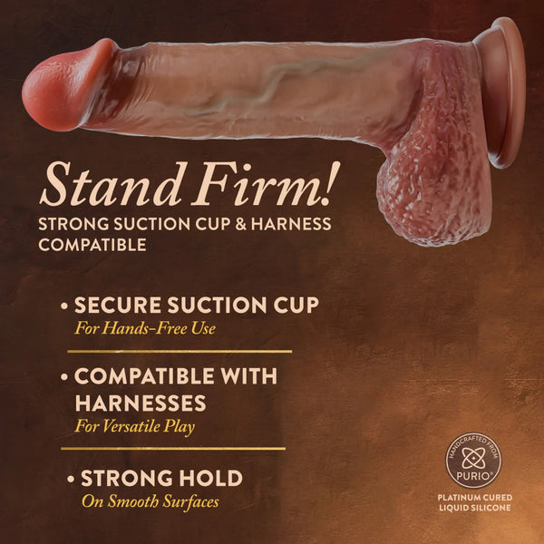 Renaissance  Raphael 9.5" Dual Density Liquid Silicone Realistic Dildo With Sliding Foreskin & Squeezable Balls - Tan