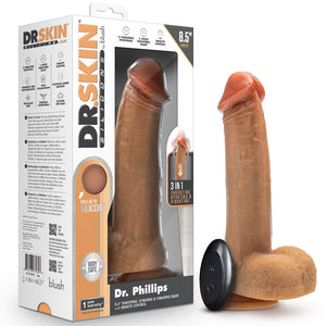 Dr. Skin Silicone Dr. Phillips 8.5" Rechargeable Remote Control Gyrating & Thrusting Dildo with Balls