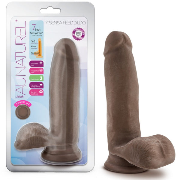 Blush Novelties Au Naturel 7" Dual Density Dildo with Balls - Chocolate - Extreme Toyz Singapore - https://extremetoyz.com.sg - Sex Toys and Lingerie Online Store - Bondage Gear / Vibrators / Electrosex Toys / Wireless Remote Control Vibes / Sexy Lingerie and Role Play / BDSM / Dungeon Furnitures / Dildos and Strap Ons &nbsp;/ Anal and Prostate Massagers / Anal Douche and Cleaning Aide / Delay Sprays and Gels / Lubricants and more...