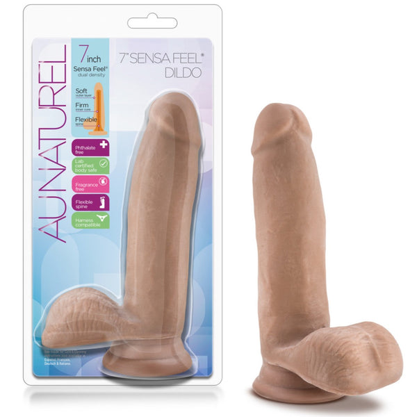 Blush Novelties Au Naturel 7" Dual Density Dildo with Balls - Mocha - Extreme Toyz Singapore - https://extremetoyz.com.sg - Sex Toys and Lingerie Online Store - Bondage Gear / Vibrators / Electrosex Toys / Wireless Remote Control Vibes / Sexy Lingerie and Role Play / BDSM / Dungeon Furnitures / Dildos and Strap Ons &nbsp;/ Anal and Prostate Massagers / Anal Douche and Cleaning Aide / Delay Sprays and Gels / Lubricants and more...