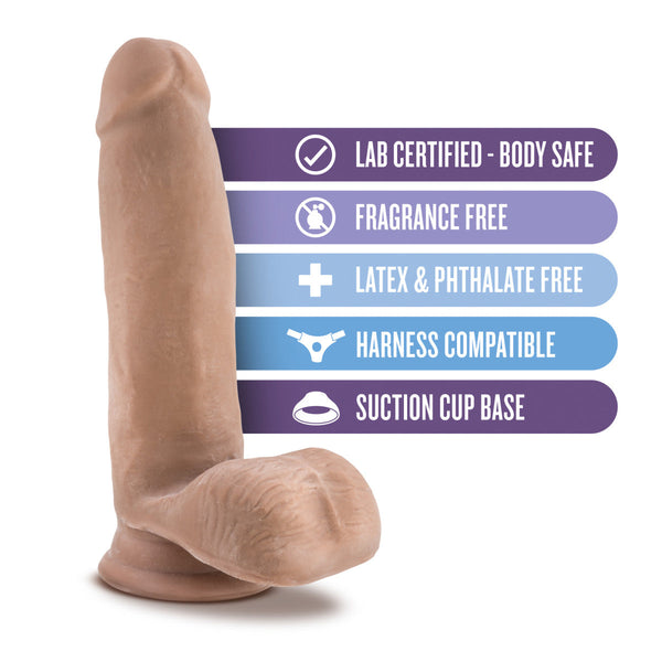 Blush Novelties Au Naturel 7" Dual Density Dildo with Balls - Mocha - Extreme Toyz Singapore - https://extremetoyz.com.sg - Sex Toys and Lingerie Online Store - Bondage Gear / Vibrators / Electrosex Toys / Wireless Remote Control Vibes / Sexy Lingerie and Role Play / BDSM / Dungeon Furnitures / Dildos and Strap Ons &nbsp;/ Anal and Prostate Massagers / Anal Douche and Cleaning Aide / Delay Sprays and Gels / Lubricants and more...