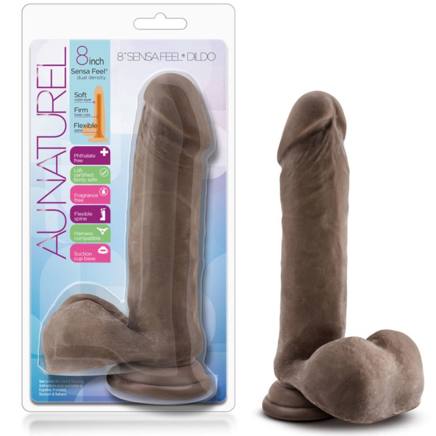 Blush Novelties Au Naturel 8" Dual Density Dildo - Chocolate - Extreme Toyz Singapore - https://extremetoyz.com.sg - Sex Toys and Lingerie Online Store - Bondage Gear / Vibrators / Electrosex Toys / Wireless Remote Control Vibes / Sexy Lingerie and Role Play / BDSM / Dungeon Furnitures / Dildos and Strap Ons &nbsp;/ Anal and Prostate Massagers / Anal Douche and Cleaning Aide / Delay Sprays and Gels / Lubricants and more...