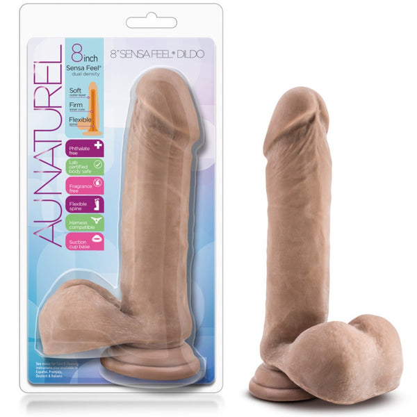 Blush Novelties Au Naturel 8" Dual Density Dildo - Mocha - Extreme Toyz Singapore - https://extremetoyz.com.sg - Sex Toys and Lingerie Online Store - Bondage Gear / Vibrators / Electrosex Toys / Wireless Remote Control Vibes / Sexy Lingerie and Role Play / BDSM / Dungeon Furnitures / Dildos and Strap Ons &nbsp;/ Anal and Prostate Massagers / Anal Douche and Cleaning Aide / Delay Sprays and Gels / Lubricants and more...