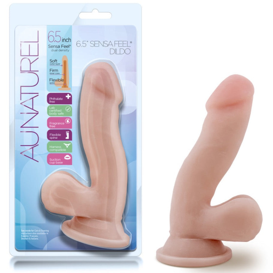 Blush Novelties Au Naturel 6.5" Dual Density Dildo with Balls - Vanilla - Extreme Toyz Singapore - https://extremetoyz.com.sg - Sex Toys and Lingerie Online Store - Bondage Gear / Vibrators / Electrosex Toys / Wireless Remote Control Vibes / Sexy Lingerie and Role Play / BDSM / Dungeon Furnitures / Dildos and Strap Ons &nbsp;/ Anal and Prostate Massagers / Anal Douche and Cleaning Aide / Delay Sprays and Gels / Lubricants and more...