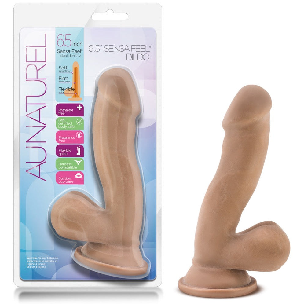 Blush Novelties Au Naturel 6.5" Dual Density Dildo with Balls - Mocha - Extreme Toyz Singapore - https://extremetoyz.com.sg - Sex Toys and Lingerie Online Store - Bondage Gear / Vibrators / Electrosex Toys / Wireless Remote Control Vibes / Sexy Lingerie and Role Play / BDSM / Dungeon Furnitures / Dildos and Strap Ons &nbsp;/ Anal and Prostate Massagers / Anal Douche and Cleaning Aide / Delay Sprays and Gels / Lubricants and more...