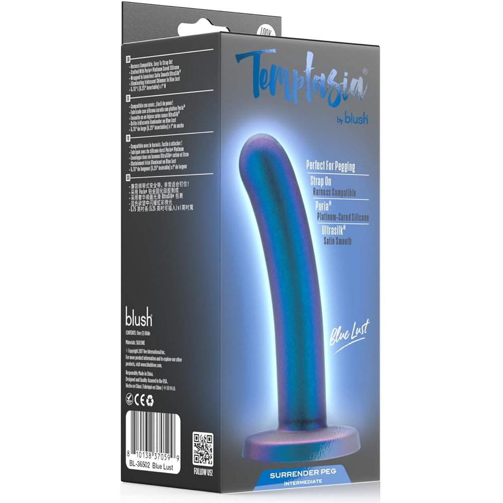 Temptasia Surrender 5.75" Intermediate Pegging Dildo - Blue Lust