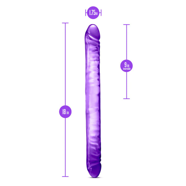 B Yours 18" Double Dildo - Purple