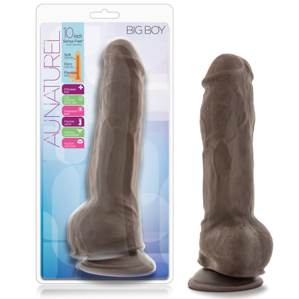 Blush Novelties Au Naturel Big Boy 10" Dual Density Dildo - Chocolate - Extreme Toyz Singapore - https://extremetoyz.com.sg - Sex Toys and Lingerie Online Store - Bondage Gear / Vibrators / Electrosex Toys / Wireless Remote Control Vibes / Sexy Lingerie and Role Play / BDSM / Dungeon Furnitures / Dildos and Strap Ons &nbsp;/ Anal and Prostate Massagers / Anal Douche and Cleaning Aide / Delay Sprays and Gels / Lubricants and more...