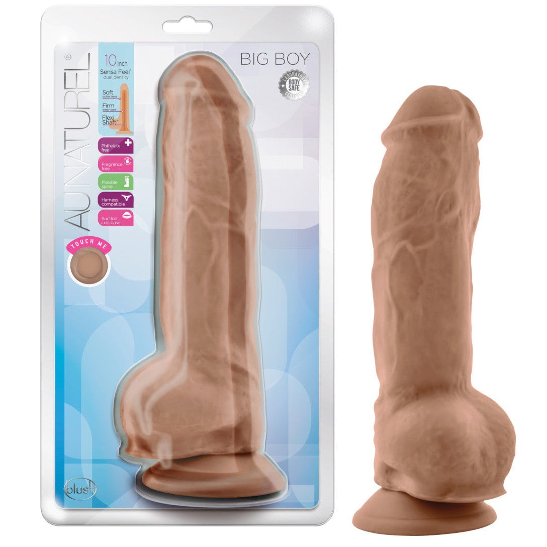Blush Novelties Au Naturel Big Boy 10" Dual Density Dildo - Mocha - Extreme Toyz Singapore - https://extremetoyz.com.sg - Sex Toys and Lingerie Online Store - Bondage Gear / Vibrators / Electrosex Toys / Wireless Remote Control Vibes / Sexy Lingerie and Role Play / BDSM / Dungeon Furnitures / Dildos and Strap Ons &nbsp;/ Anal and Prostate Massagers / Anal Douche and Cleaning Aide / Delay Sprays and Gels / Lubricants and more...