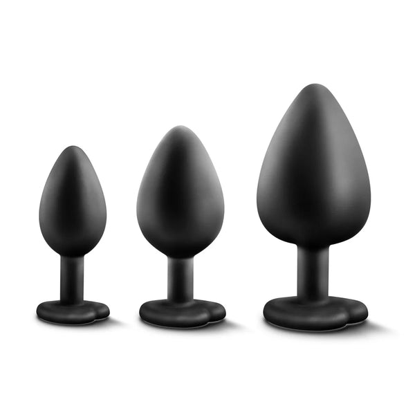 Luxe Bling Plugs Platinum-Cured Silicone Anal Training Kit - Black