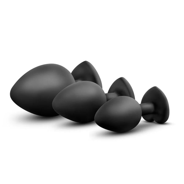 Luxe Bling Plugs Platinum-Cured Silicone Anal Training Kit - Black