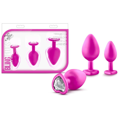 Luxe Bling Plugs Platinum-Cured Silicone Anal Training Kit - Pink