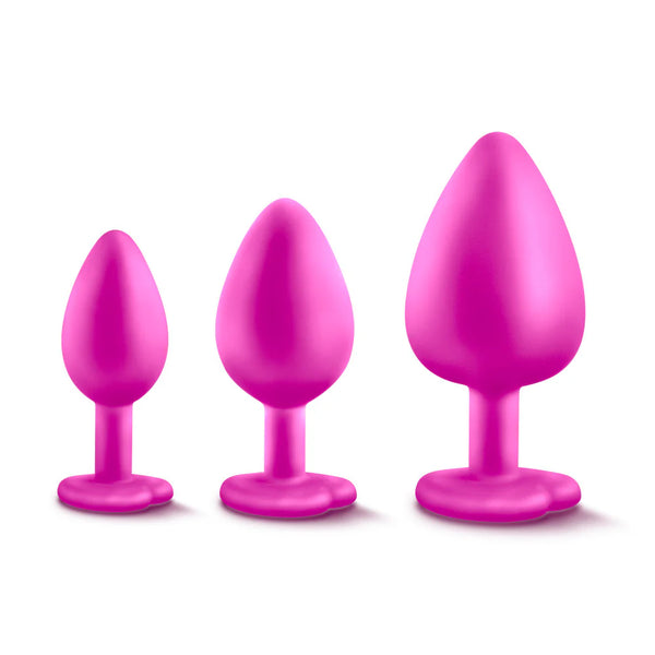 Luxe Bling Plugs Platinum-Cured Silicone Anal Training Kit - Pink