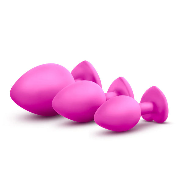 Luxe Bling Plugs Platinum-Cured Silicone Anal Training Kit - Pink