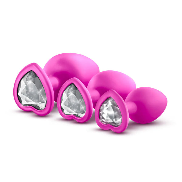 Luxe Bling Plugs Platinum-Cured Silicone Anal Training Kit - Pink