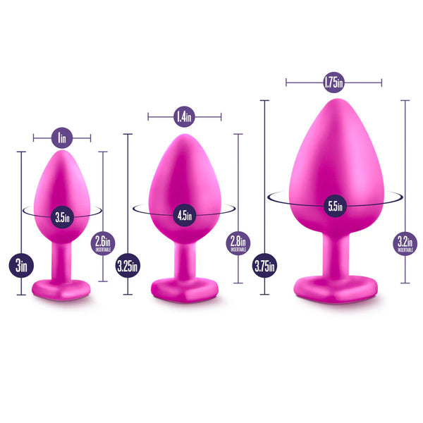 Luxe Bling Plugs Platinum-Cured Silicone Anal Training Kit - Pink