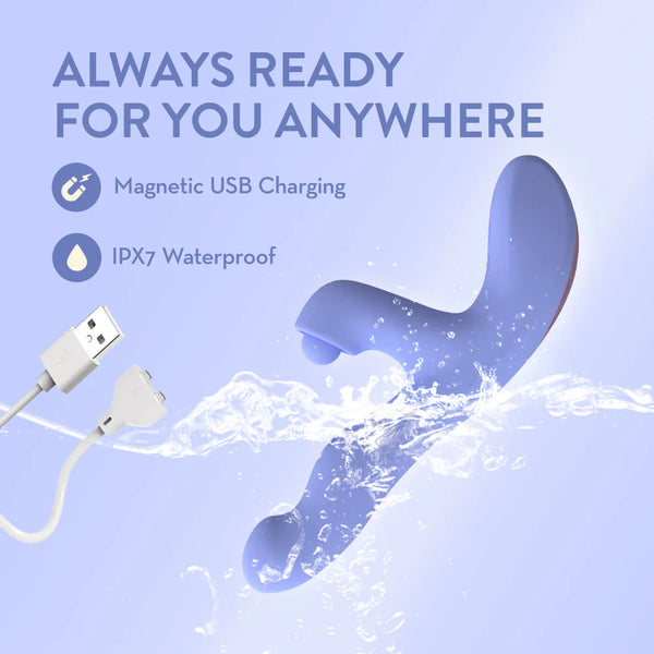 Blush Collection Simone Clitoral & G-Spot Tapping Dual Stimulation Rechargeable Rabbit Vibrator with Auto Warming