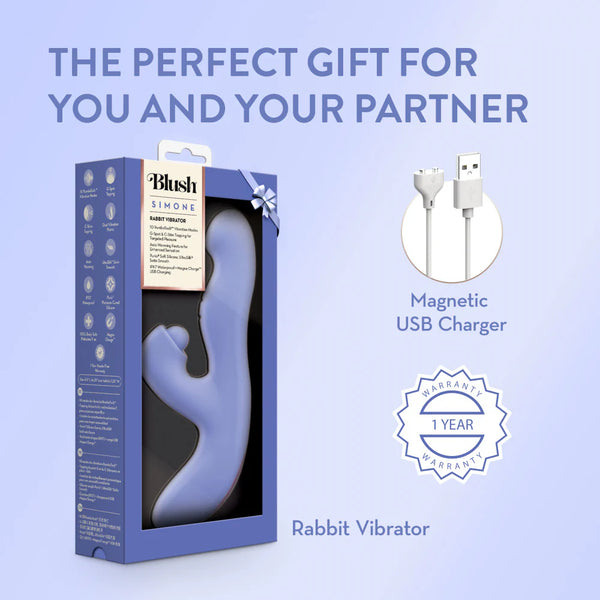 Blush Collection Simone Clitoral & G-Spot Tapping Dual Stimulation Rechargeable Rabbit Vibrator with Auto Warming