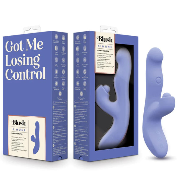 Blush Collection Simone Clitoral & G-Spot Tapping Dual Stimulation Rechargeable Rabbit Vibrator with Auto Warming