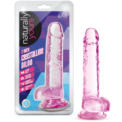 Naturally Yours 7" Crystalline Dildo - Rose