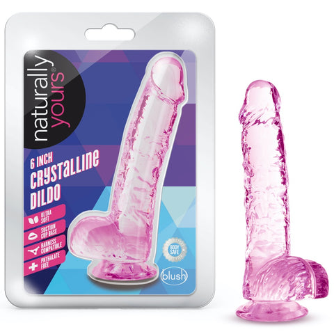 Naturally Yours 6" Crystalline Dildo - Rose