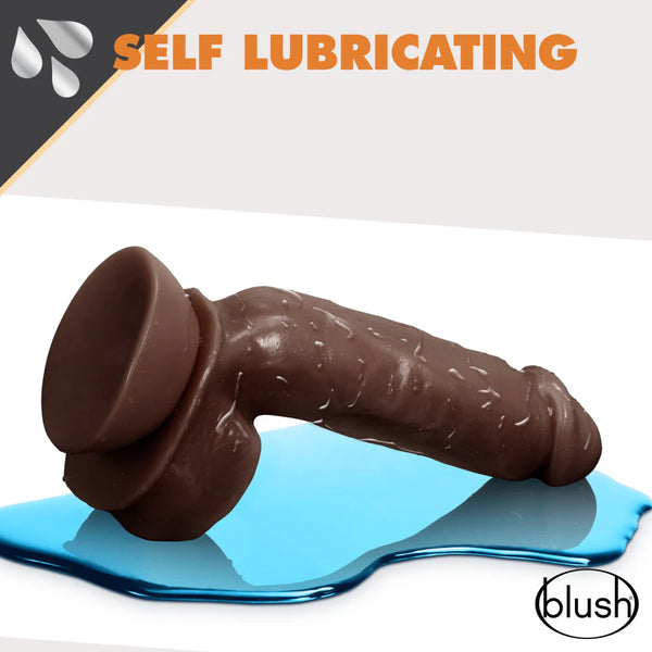 Dr. Skin Glide 8.5" Self-Lubricating Dildo with Balls - Chocolate