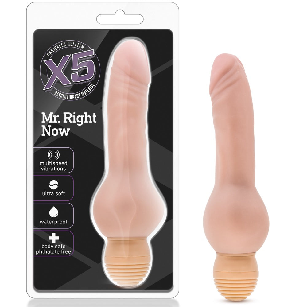 X5 Mr. Right Now Vibrating Dildo - Vanilla