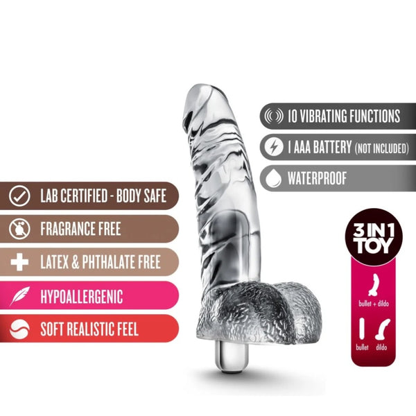 Naturally Yours Vibrating Ding Dong Vibrator - Clear