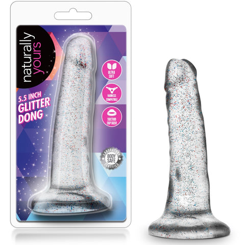 Naturally Yours 5.5" Glitter Dong - Sparkling Clear