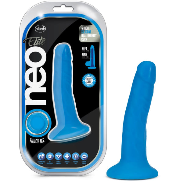 Blush Novelties Neo Elite 6" Silicone Dual Density Cock - Neon Blue - Extreme Toyz Singapore - https://extremetoyz.com.sg - Sex Toys and Lingerie Online Store - Bondage Gear / Vibrators / Electrosex Toys / Wireless Remote Control Vibes / Sexy Lingerie and Role Play / BDSM / Dungeon Furnitures / Dildos and Strap Ons &nbsp;/ Anal and Prostate Massagers / Anal Douche and Cleaning Aide / Delay Sprays and Gels / Lubricants and more...