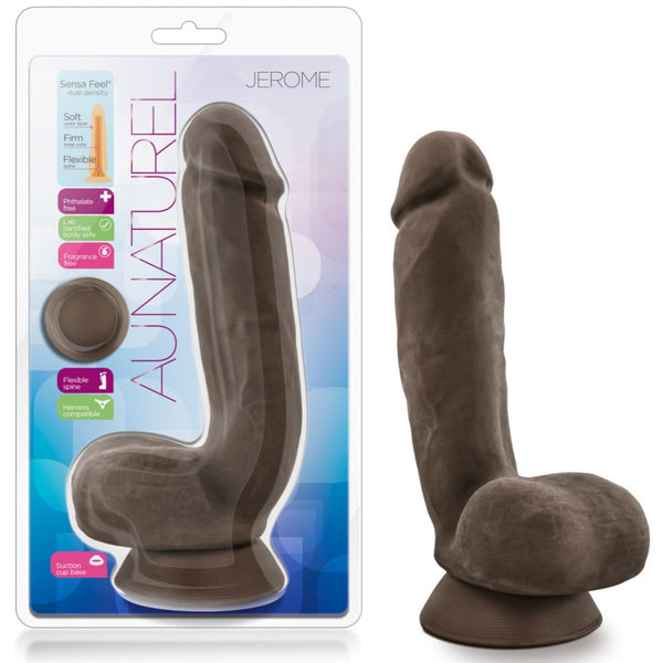 Blush Novelties Au Naturel Jerome 8.5" Dual Density Dildo - Chocolate - Extreme Toyz Singapore - https://extremetoyz.com.sg - Sex Toys and Lingerie Online Store - Bondage Gear / Vibrators / Electrosex Toys / Wireless Remote Control Vibes / Sexy Lingerie and Role Play / BDSM / Dungeon Furnitures / Dildos and Strap Ons &nbsp;/ Anal and Prostate Massagers / Anal Douche and Cleaning Aide / Delay Sprays and Gels / Lubricants and more...