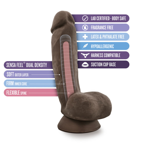Blush Novelties Au Naturel Jerome 8.5" Dual Density Dildo - Chocolate - Extreme Toyz Singapore - https://extremetoyz.com.sg - Sex Toys and Lingerie Online Store - Bondage Gear / Vibrators / Electrosex Toys / Wireless Remote Control Vibes / Sexy Lingerie and Role Play / BDSM / Dungeon Furnitures / Dildos and Strap Ons &nbsp;/ Anal and Prostate Massagers / Anal Douche and Cleaning Aide / Delay Sprays and Gels / Lubricants and more...