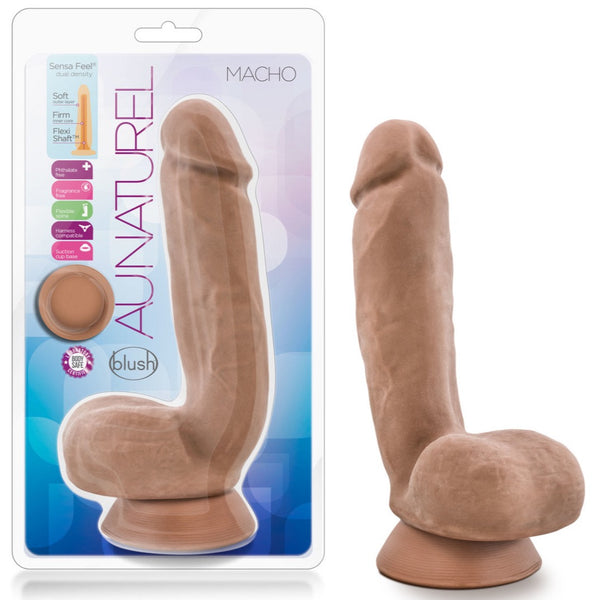 Blush Novelties Au Naturel Macho 8.7" Dual Density Dildo - Mocha - Extreme Toyz Singapore - https://extremetoyz.com.sg - Sex Toys and Lingerie Online Store - Bondage Gear / Vibrators / Electrosex Toys / Wireless Remote Control Vibes / Sexy Lingerie and Role Play / BDSM / Dungeon Furnitures / Dildos and Strap Ons &nbsp;/ Anal and Prostate Massagers / Anal Douche and Cleaning Aide / Delay Sprays and Gels / Lubricants and more...