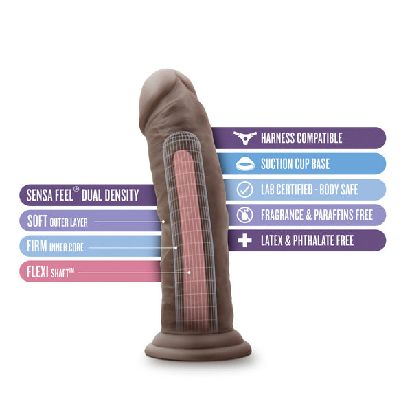 Blush Novelties Au Naturel 8" Dual Density Dildo - Chocolate - Extreme Toyz Singapore - https://extremetoyz.com.sg - Sex Toys and Lingerie Online Store - Bondage Gear / Vibrators / Electrosex Toys / Wireless Remote Control Vibes / Sexy Lingerie and Role Play / BDSM / Dungeon Furnitures / Dildos and Strap Ons &nbsp;/ Anal and Prostate Massagers / Anal Douche and Cleaning Aide / Delay Sprays and Gels / Lubricants and more...