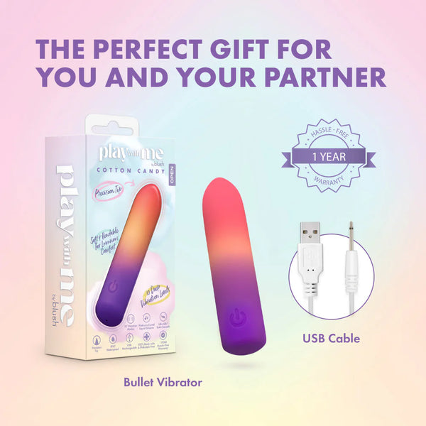 Play With Me Cotton Candy Rechargeable Silicone Bullet Vibrator