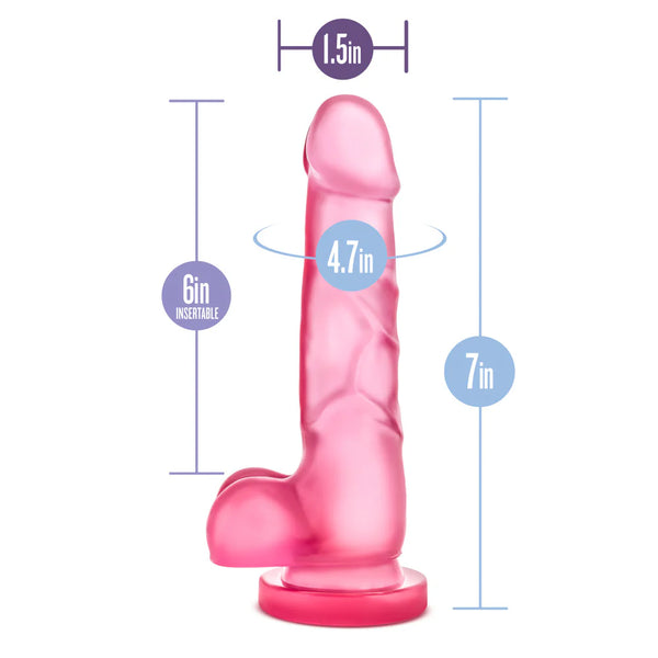 B Yours 7" Sweet N' Hard 4 Dildo with Balls - Pink