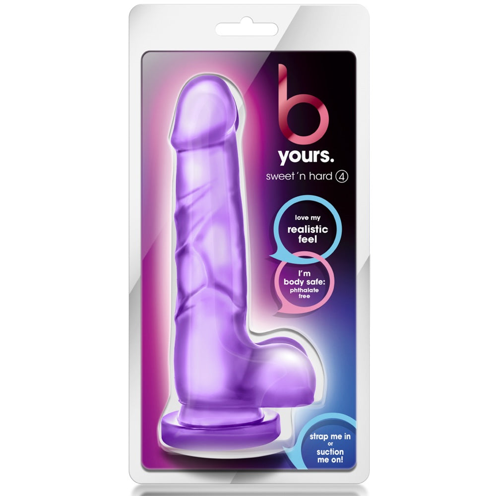 B Yours 7" Sweet N' Hard 4 Dildo with Balls - Purple