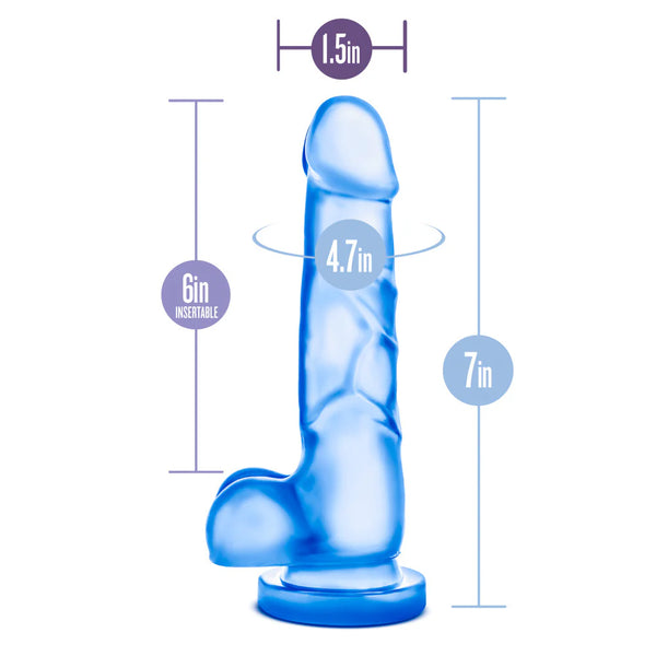 B Yours 7" Sweet N' Hard 4 Dildo with Balls - Blue