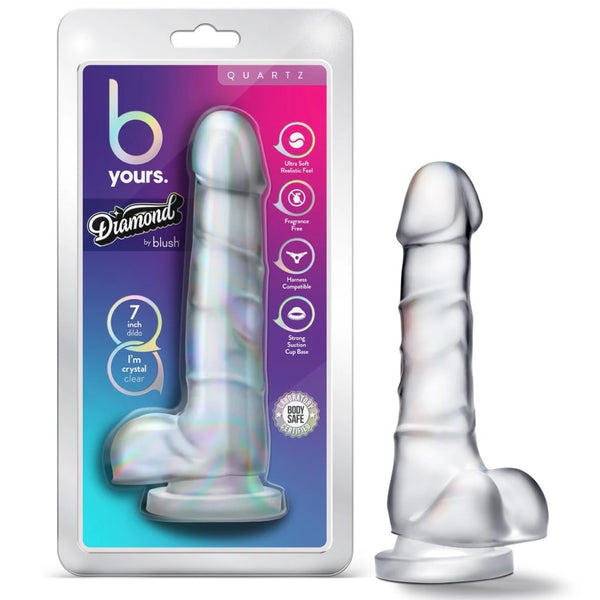 B Yours 7" Diamond Quartz Dildo with Balls